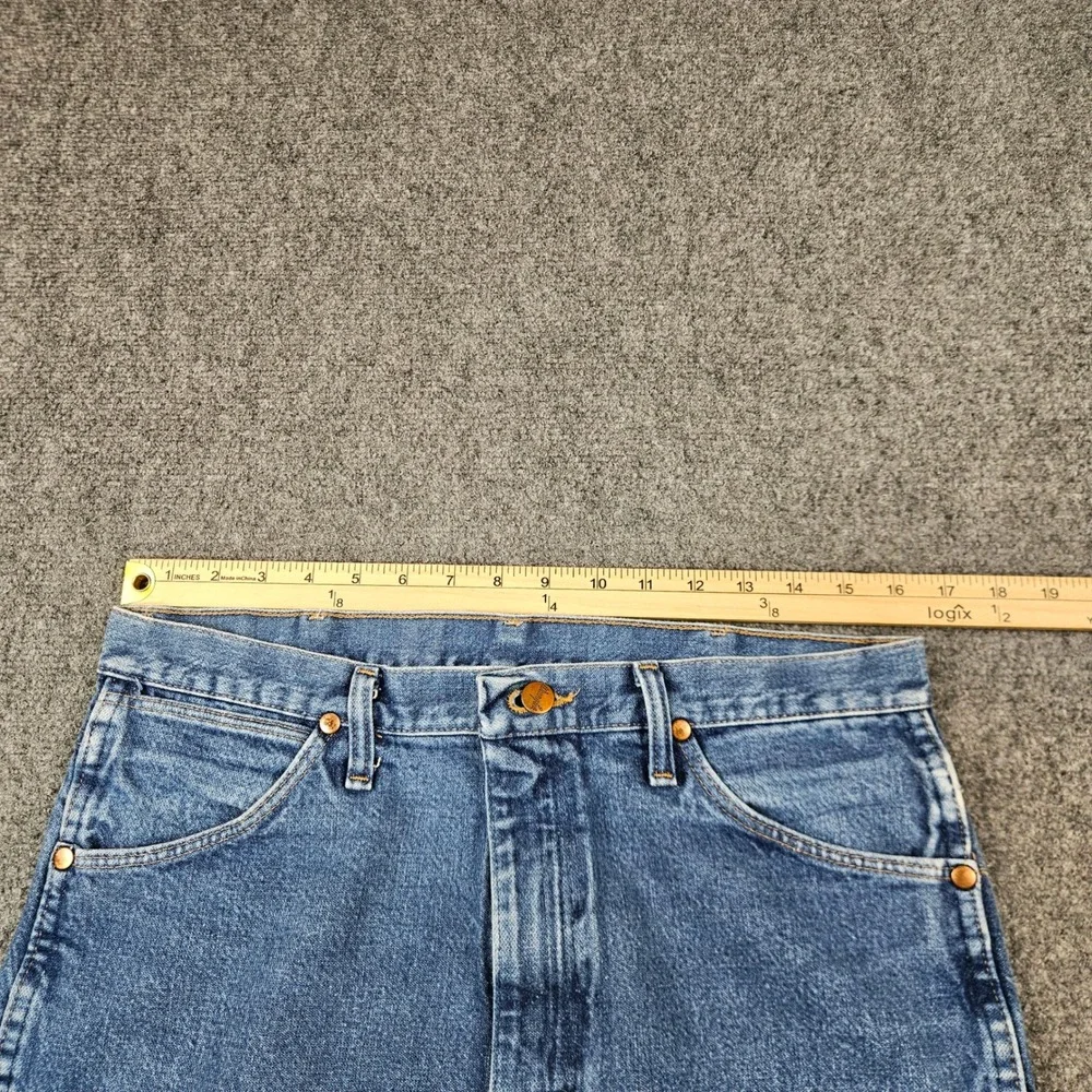 Wrangler 936DEN Cowboy Cut Slim Fit Frayed Hem Jeans Blue Denim 35x27